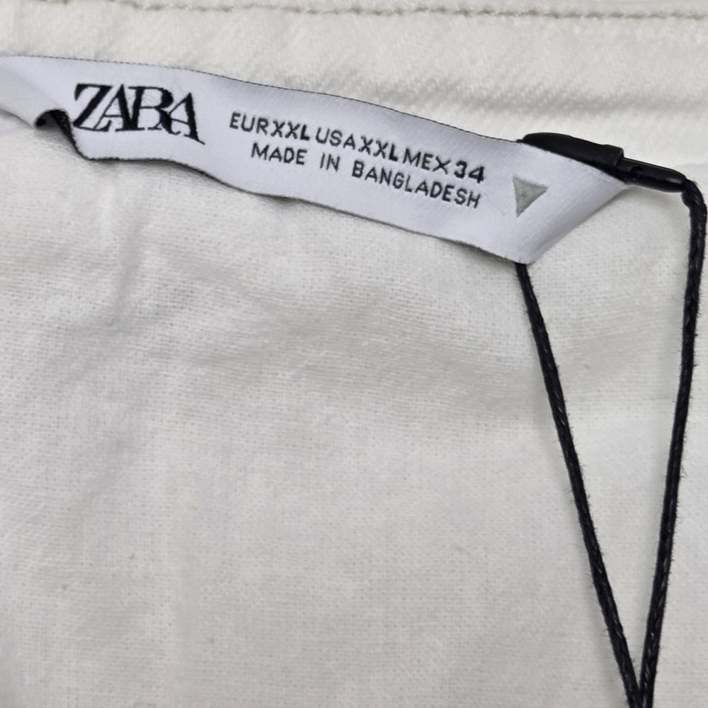 Zara Women's White Denim Jacket corset cropped jeans jacket Sz XXL - Picture 5 of 16